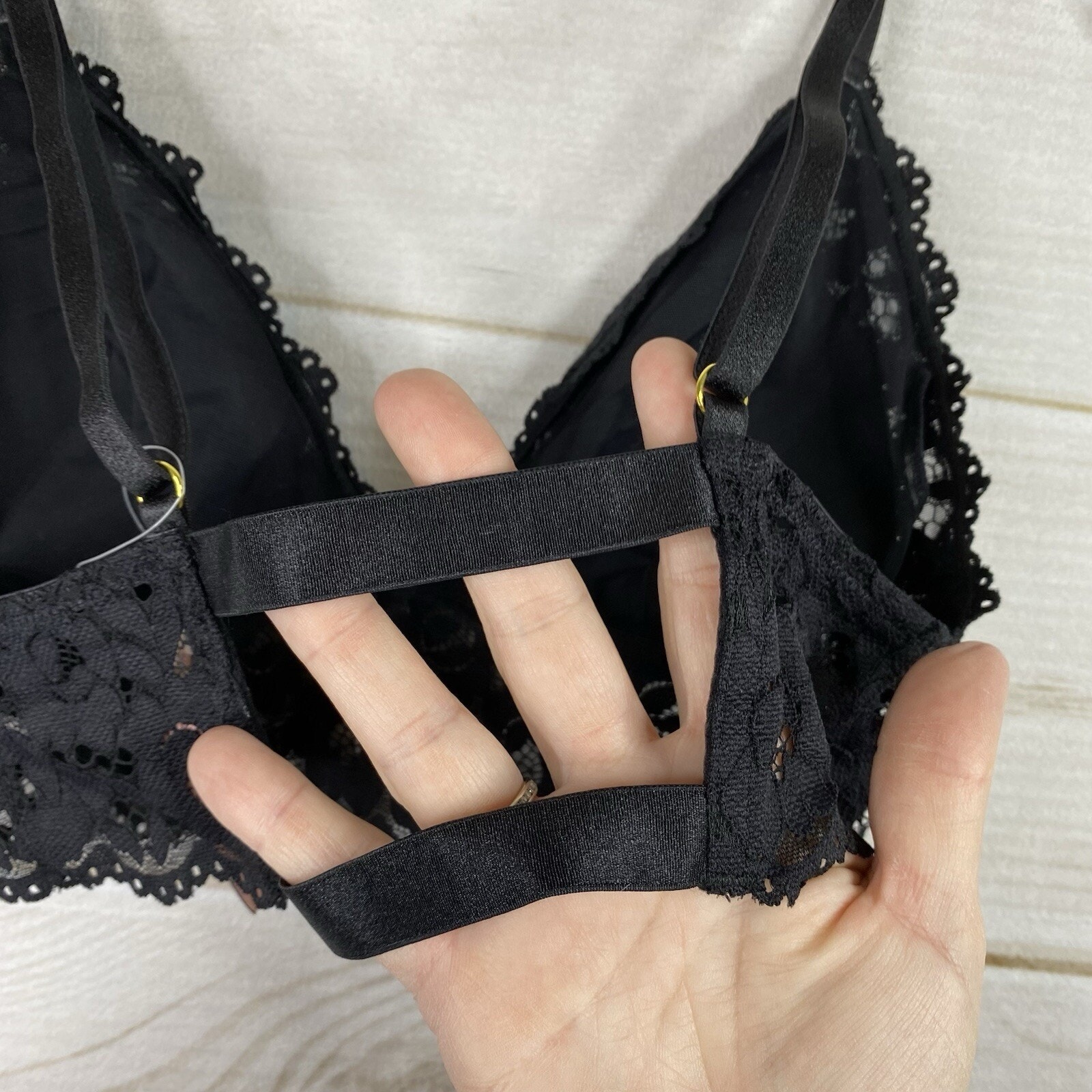 Dobreva Bralette Size M Black Lace Unlined No Wire Strappy Back Adjustable Nwt — image 6 of 8